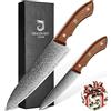 DRAGON RIOT Set di 2 Coltelli da Cucina Giapponesi in Acciaio Damasco