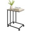 Relaxdays Tavolino Relaxdays con rotelle, HLP: 68 x 50 x 35 cm, MDF, Metallo, Forma a C, Grigio/Nero