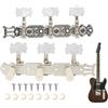 Ailah Klassik Gitarre Stimmmechanik 3L+3R - Metall Stimmschlüssel mit weißen Knöpfen, inklusive Schrauben - Tuning Pegs für Klassik & Folk Gitarre