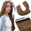 Elailite 20cm Extension Clip Capelli Veri Fascia Unica, Una Ciocca 40g Aggiungere Volume #6 Castano (Larghezza 22cm)