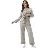 Winthome Pigiama Donna Cotone, Pigiami da Donna Lungo Morbido e con Tasche, Bottoni, Cordino Elasticizzato, Set Pigiama Mezza Stagione con Scollo a V, Top e Pantaloni (Blu, M)