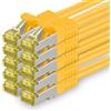 1aTTack.de Cavo di rete Ethernet Lan Cat.7 SFTP spina RJ45 Cat6a doppia schermatura 10000 Mbit/s compatibile con Cat5 Cat6 Cat6a Cat8 per switch Router Modem Patchpanel Giallo / 10 pz 0,25m