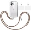 TBOC Pack: Cordino Catenella Laccio Strap Porta Cover [Marrone] + 2 toppe di fissaggio aggiuntive Telefono Cellulare Collo - Tracolla Catenina cordini Phone Cellulari Telefoni Universale Laccetti