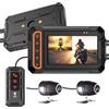 ydi Dash Cam Anteriore e Posteriore 1080P per Moto, Impermeabile Moto Doppia Grandangolare 155 Gradi Fotocamera con Schermo da 3 Pollici, Wi-Fi, GPS, Telecomando a Filo, Monitor di Parcheggio