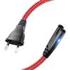 Goalfish - Cavo di alimentazione a 2 poli, 2 m, cavo di alimentazione, spina di tipo C, spina europea (CEE 7/16 su C7), in nylon intrecciato, con VDE per PS5, PS4, PS3, Xbox, serie X/S, TV, Blu-Ray