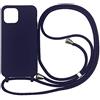 PuYu Zhe Cover con Cordino compatibile con iPhone 13 Pro Max,Cellulare Girocollo Custodia con Corda Silicone Case TPU Bumper Regolabile Necklace laccio Shell-Blu scuro