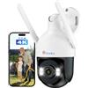 Ctronics 4K Telecamera Wi-Fi Esterno Metallo, PTZ IP Videocamera Rilevamento Persone/Veicoli/Animali Auto Tracking, 2,4/5GHz WiFi, NVR/FTP, Visione Notturna a Colori 8MP, 256GB TF/Cloud/PC, IP66