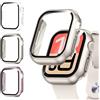 Kamita [3Pezzi] Custodia Compatibile con Apple Watch Serie SE3/SE2/SE/6/5/4 40mm, Duro PC Bumper Cover con Protezione Dello Schermo, Antiurto Protettiva Custodie per iWatch 40 (Chiaro+Rosa+Starlight)