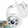 GENBOLT Telecamera Wi-Fi Esterno [DC&PoE],2.5K Videocamera Sorveglianza Esterni PoE CCTV IP Camera Sicurezza con Visione Notturna a Colori, PTZ 4X Zoom Digitale, 2-Audio Allarme Sonoro e Luminoso