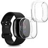 kwmobile Set 2x Custodia Smartwatch Compatibile con Fitbit Versa 4 / Sense 2 Cover - Case Silicone Protezione Orologio Fitness trasparente