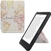 kwmobile Custodia protettiva in ecopelle per e-reader Kobo Clara BW/Colour - Custodia a libro per e-reader in nero/multicolore - Mappa del mondo