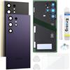 Enkeig Vetro Posteriore per Samsung Galaxy S24 Ultra S928, Viola | Qualità originale scocca vetro posteriore copribatteria back cover cover posteriore back glass con lente fotocamera kit.