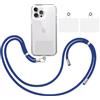 TBOC Pack: Cordino Catenella Laccio Strap Porta Cover [Blu Elettrico] + 2 Toppe di Fissaggio aggiuntive Telefono Cellulare Collo - Tracolla Catenina cordini Phone Cellulari Universale Laccetti