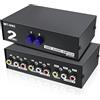 MEIRIYFA Commutatore AV RCA 2 in 1 Out, 2 porte AV RCA Switch 2 in 1 Composite Video L/R Audio Switcher Box per lettore DVD, console di gioco, TV Monitor Proiettore