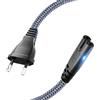 Goalfish - Cavo di alimentazione a 2 poli, cavo di alimentazione di tipo C, spina europea (CEE 7/16 su C7), in nylon, con VDE per PS5, PS4, PS3, Xbox Serie X/S, TV Blu-Ray - 0,3 m