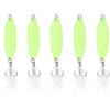 PATIKIL Cucchiai da pesca da 14 g, 5 pezzi, esche da pesca che si illuminano al buio con ami tripli, esche spinner per salmone d'acqua dolce e salata, colore bianco