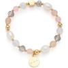 Jewels BY Leonardo Bracciale Hope - Bracciale Elastico in Acciaio Inox Color Oro - Perle di Vetro, Agata e Acqua Dolce in Mix - 19,5 cm di Lunghezza - Gioielli Regalo per Donne - 025930