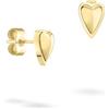 LIEBESKIND Berlin, orecchini a forma di cuore, in acciaio inox, oro IP, 0,9 cm, chiusura a incastro, impermeabili e delicati sulla pelle