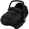 Jollein Coprigambe Puffed - Nero - Per ovetto seggiolino auto gruppo 0+ e passeggino - per cintura a 3 punti e 5 punti