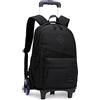 Tanou Zaino Trolley Scuola Elementare e Media, Zaini per Bambini Ragazzi con Carrello e Maniglia Telescopica, Zaino Scuola Trolley a 6 Ruote Staccabile, 25L, Nero
