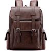 Farcauo Zaino porta PC da uomo - Cartella in pelle PU marrone scuro Zaino da viaggio business Bagaglio a mano approvato dalle compagnie aeree