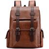 Farcauo Zaino porta PC da uomo - Cartella in pelle PU marrone chiaro Zaino da viaggio business Bagaglio a mano approvato dalle compagnie aeree