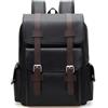 Farcauo Zaino porta PC da uomo Cartella in pelle PU nera Zaino da viaggio business Bagaglio a mano approvato dalle compagnie aeree