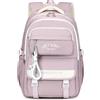 Tanou Zaino Ragazza Scuola Media e Superiore | Zaini Grande in Nylon per Ragazze Adolescenti, Zaino Casual Impermeabile per la Scuola Viaggio con Tasca Porta Pc, Viola