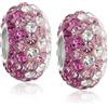 Bling Jewelry Set di due distanziatori in cristallo sfumati rosa chiaro magenta con anima in argento sterling .925 adatti per braccialetti con charm europei per donne e adolescenti.