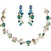 Clearine Set di gioielli con collana e orecchini con strass e cristalli a goccia, per donne e ragazze, per costumi da festa, da sera, fuchsia/champagne color oro, cristallo