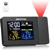 SMARTRO SC91 Sveglia a Proiezione per Camere da Letto con Stazione Meteo, Termometro Wireless da Interno ed Esterno, Controllo della Temperatura dell'Umidità e Igrometro a Manometro