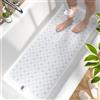 HITSLAM Tappetino Vasca Antiscivolo da Bagno, 101 x 40cm Lungo Tappetino Doccia Antiscivolo Senza BPA, Resistente alla Muffa e Lavabile in Lavatrice Tappetino Bagno, Morbido al Piede, Trasparente