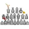 Oairse Set di 20 vasi in vetro grigio per fiori, mini vasi vintage per composizioni floreali, piccoli vasi decorativi sfusi per matrimoni, centrotavola, decorazione da tavolo, casa