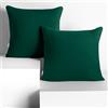 DecoKing Set di 2 federe 40 x 40 * 2 cm, jersey 100% cotone pettinato, chiusura a cerniera Verde bottiglia Amber