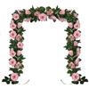 Huryfox Ghirlanda di fiori artificiali, 2 fili di 216 cm di lunghezza, rampicanti artificiali per decorazioni, 16 fiori per filo, arco floreale rosa finto per casa, giardino, matrimoni, feste
