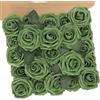 N&T NIETING Rose decorative con steli, 25 fiori artificiali per fai da te, matrimoni, San Valentino, centrotavola, tavoli da festa, mazzi di fiori, decorazione per la casa, verde