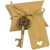 Makhry 50 pz Bomboniera Souvenir Regalo Set Cuscino Contenitore di Caramelle Vintage Scheletro Chiave Apribottiglie Escort Grazie Tag Francese Nastro (Bronzo Antico)