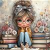 NEWENMO 5D Bella Signora Diamond Painting Kit per Adulti,DIY Fiori e Libri Pittura Diamante Kit,Fai Da Te Diamond Art Kit Completo,per Adulti Principianti Decorazione Casa 30x30cm