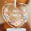 DPKOW Ornamento in Vetro Sei Unica Regalo per Mamma Nonna Moglie Amiche Colleghe Figlia, Sei Unica Pendente Addobbi con Scatola Regalo per Festa della Donna Compleanno Natale Festa della Mamma
