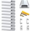 Chesbung 10 Pezzi Led Alluminio Canale per Strisce LED, 0.5meter Forma U Led Alluminio Profilo Led Trunking, Profilo LED Striscia Diffusori, Profilo Led In Alluminio Con Copertura Bianca Lattea