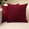Encasa XO Fodere per cuscini in ciniglia fine Set da 2 pezzi - Rosso 1 - 40x40 cm Cuscino decorativo testurizzato in tinta unita, morbido e liscio, con accenti quadrati per divano