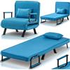Shally Dogan Divano Letto Singolo Reclinabile 3 in 1, Poltrona Convertibile Chaise Lounge Seduta Imbottita Morbida, Copertura Sfoderabile Tessuto Traspirante, Poltroncina Relax Salvaspazio (Blu)