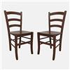 Dmora Set di 2 Sedie Classiche, Sala da Pranzo, Cucina o Salotto, Made in Italy, 44x45h87, h cm 47, Colore Noce, Seduta in Legno