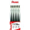Pentel BL437 Energel Slim roller gel ultrascorrevole a scatto 0,7 mm nero, 6 pezzi