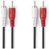 NEDIS Cavo audio stereo, 2 connettori RCA | 2 connettori RCA | nichelato | 1.00 m | rotondo | nero | sacchetto di plastica