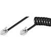 Goobay 50270 Cavo a Spirale per Cornetta Telefonica, Piatto con Spina Rj10 (4P4C) Nero 2 metri