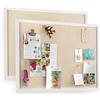 Emfogoo 2 Pezzi Bacheca in Sughero, Bacheca da Parete 60x45cm, Lavagna Sughero con 40 Puntine, Bordo in Legno, Adatto per Ufficio, Scuola, Decorazione Murale, Decorazione d'interni (Bianco)
