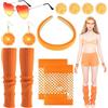 RAOPNHS 9 pezzi costume da Aperol da donna, costume da carnevale da donna, cerchietto per capelli, orecchini arancioni, guanti a rete e 4 fermagli per capelli, accessori per feste a tema, carnevale