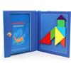 NIWWIN Tangram magnetico di legno, gioco di puzzle, giocattoli da costruzione, gioco di viaggio, esercizio mentale, libro QI con soluzioni, giocattolo educativo per bambini,3 4 5 6 anni. (blu)