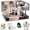 Cuteroom Kit Fai da Te Mini Dollhouse Wooden Furniture Casetta Fatta a Mano con Carillon - per Il Montaggio di Giocattoli Regali di Compleanno (Satisfied Time)